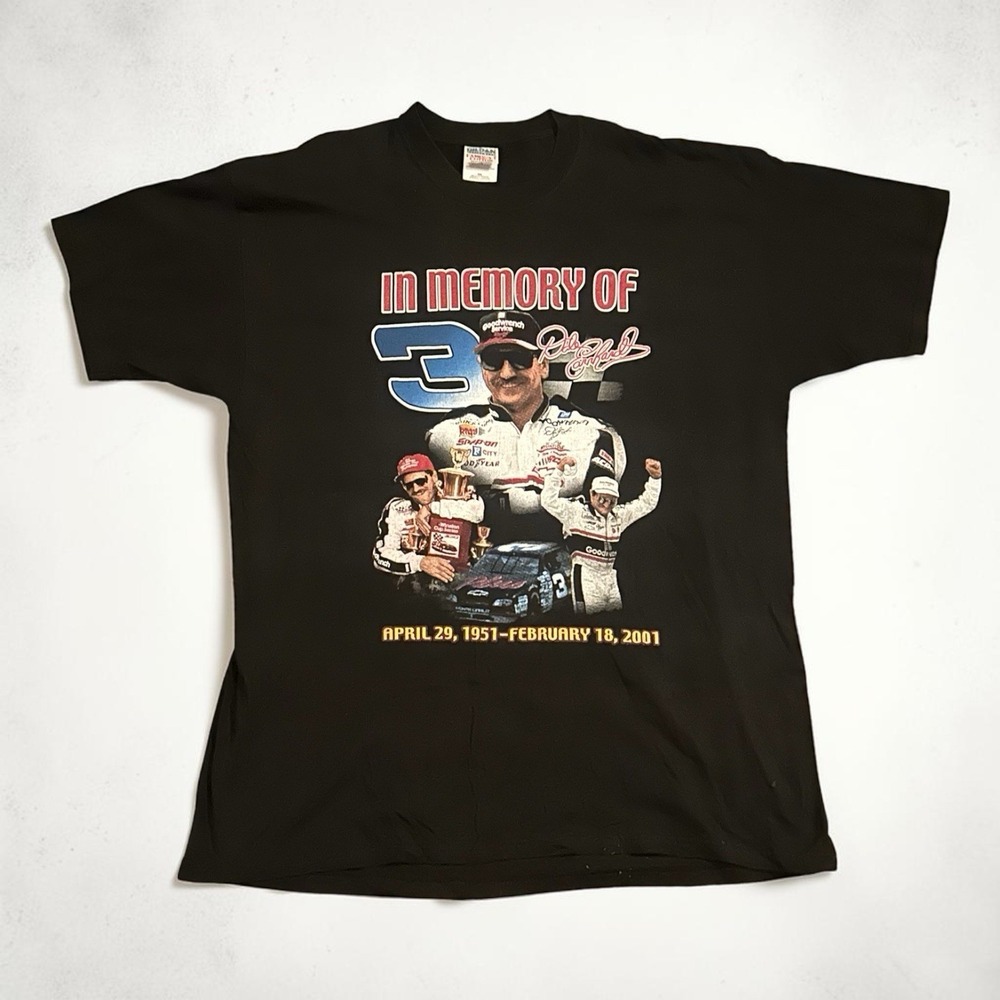 Vintage NASCAR Shirt Mens 2XL Black In Memory of Dale Earnhardt Sr Graphic Tee